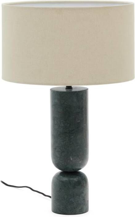 Kave Home Tafellamp Vex Marmer en linnen 57cm Beige Donkergroen