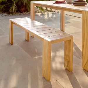 Kave Home Victoire tuinbank van massief teakhout 215 cm
