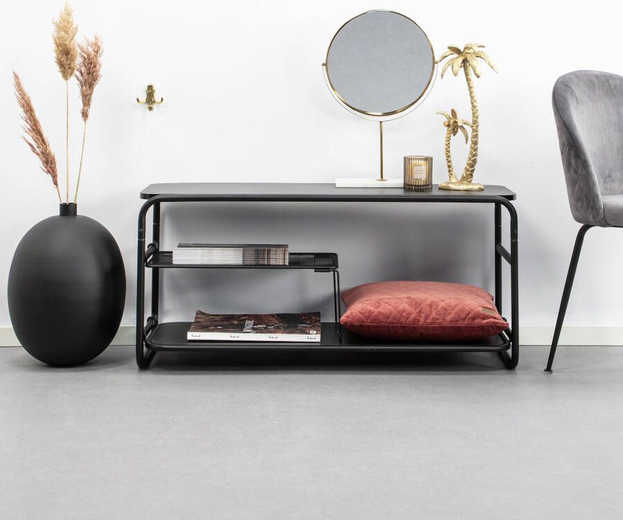 Kave Home Academy TV-meubel in melamine en staal met zwart gelakte afwerking 98 x 46 cm
