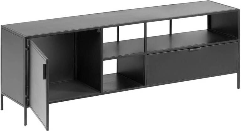 Kave Home Shantay metalen TV-meubel in zwart gelakte afwerking met 1