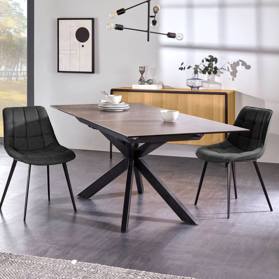 Kave Home Uitschuifbare Eettafel Atminda Keramiek 160-210 x 90cm zwart