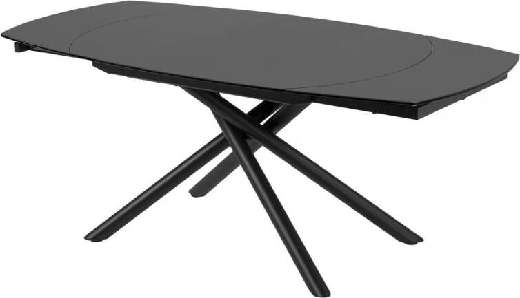 Kave Home Uitschuifbare Eettafel Yodalia Zwart glas 130-190 x 100cm Ovaal