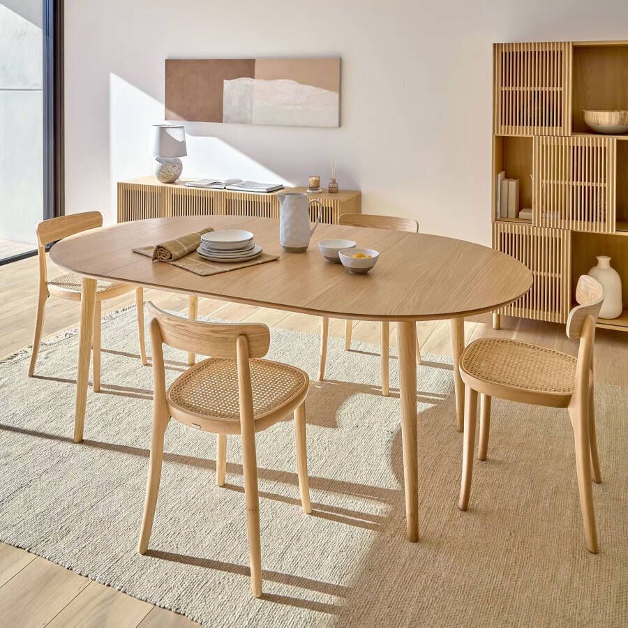 Kave Home Uitschuifbare Ovale Eettafel Oqui 120 200 x 90cm Eiken Naturel Ovaal