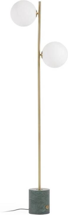 Kave Home Vloerlamp Lonela Marmer en messing 2-lamps Donkergroen