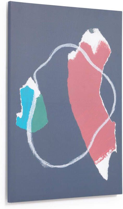 Kave Home Zoeli blauw en rood abstract canvas 60 x 90 cm