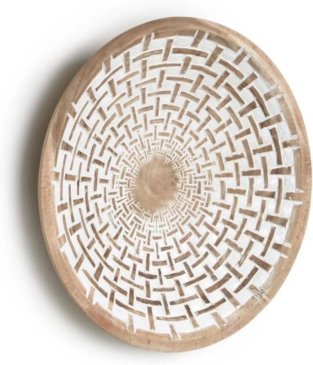 Kave Home Wandpaneel Mely wit geblokt massief mungur hout Naturel