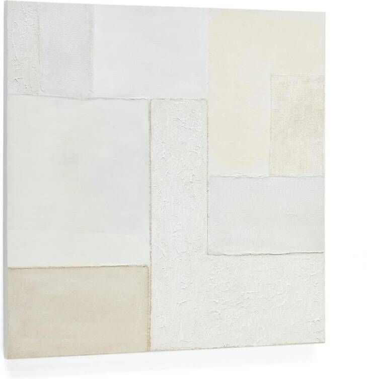 Kave Home Abstract doek Pineda wit 95 x 95 cm
