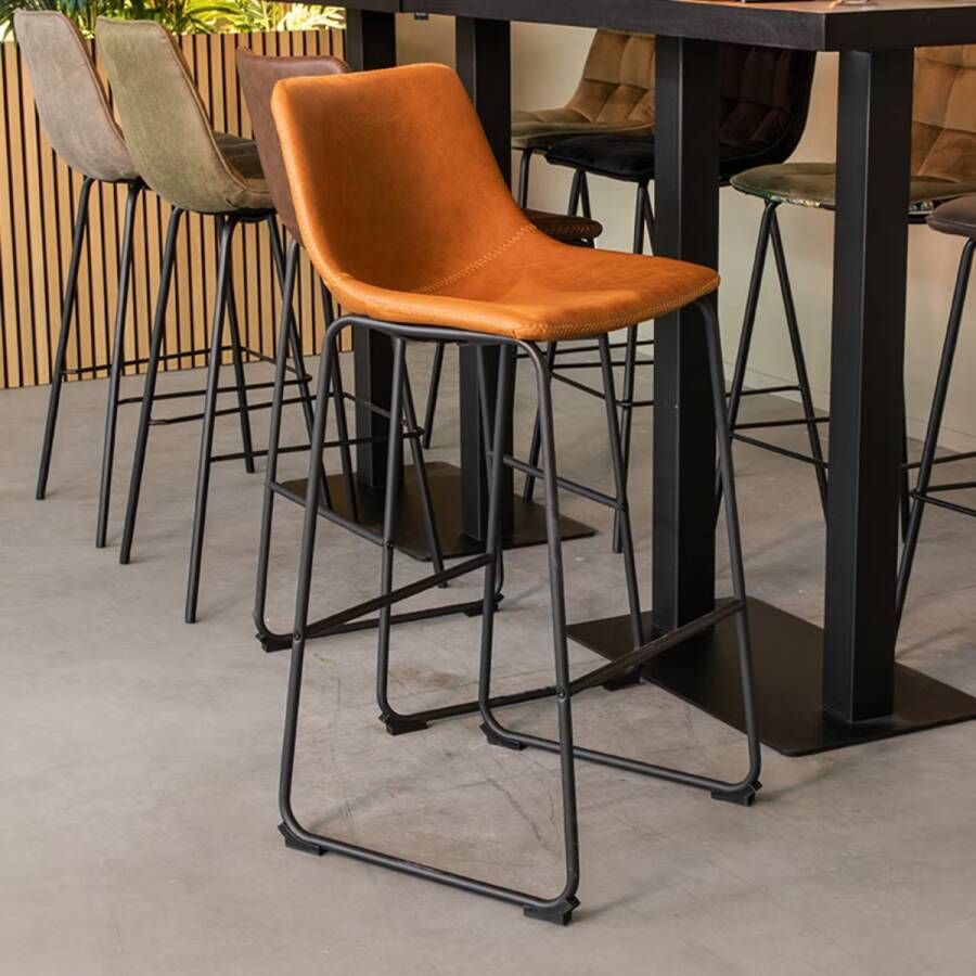 LABEL51 | Barkruk Risto Cognac PU-Leder Zithoogte 75 | Zitmeubels eetkamer | Barstoel