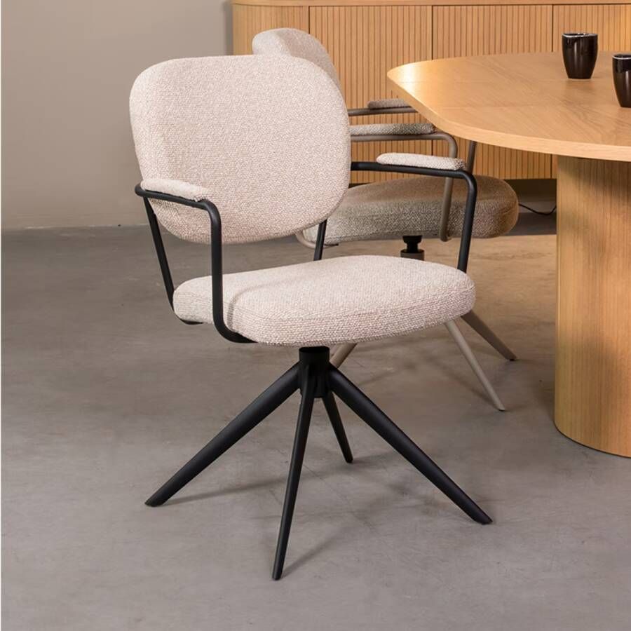 LABEL51 | Eetkamerstoel Basel Naturel Boucle | Zitmeubels eetkamer | Armstoel