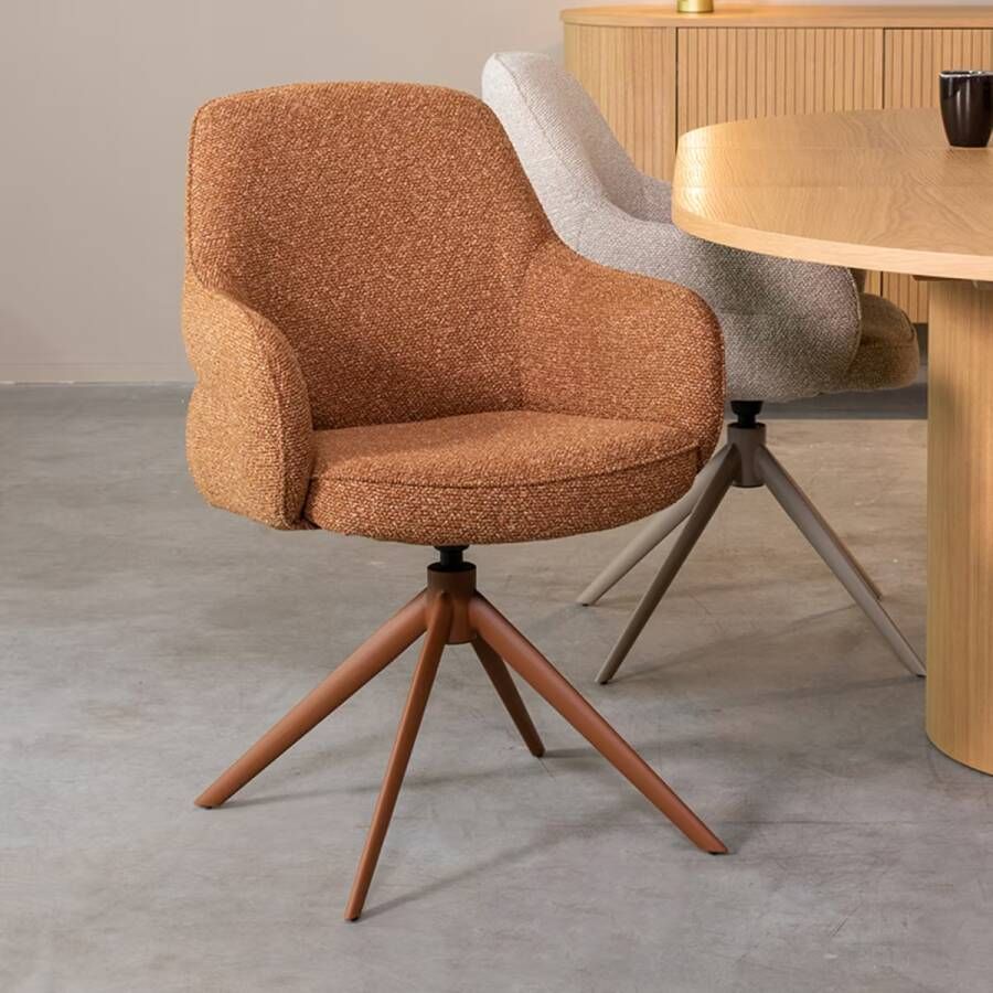 LABEL51 | Eetkamerstoel Bern Coral Boucle | Zitmeubels eetkamer | Armstoel