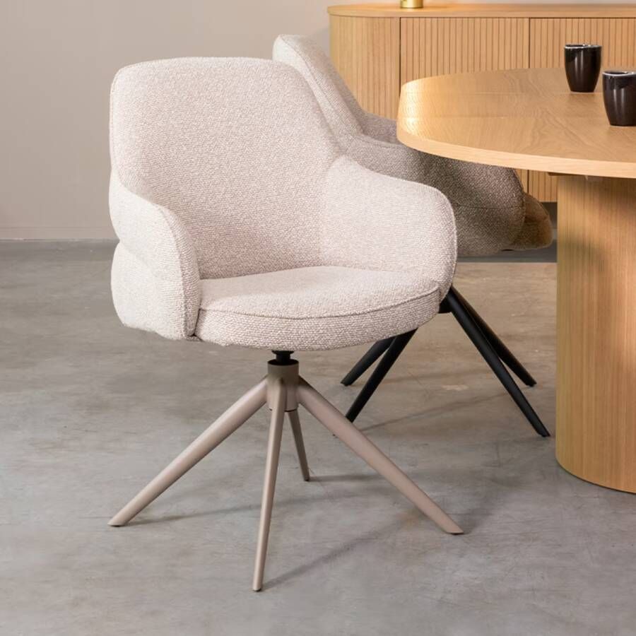 LABEL51 | Eetkamerstoel Bern Naturel Boucle | Zitmeubels eetkamer | Armstoel