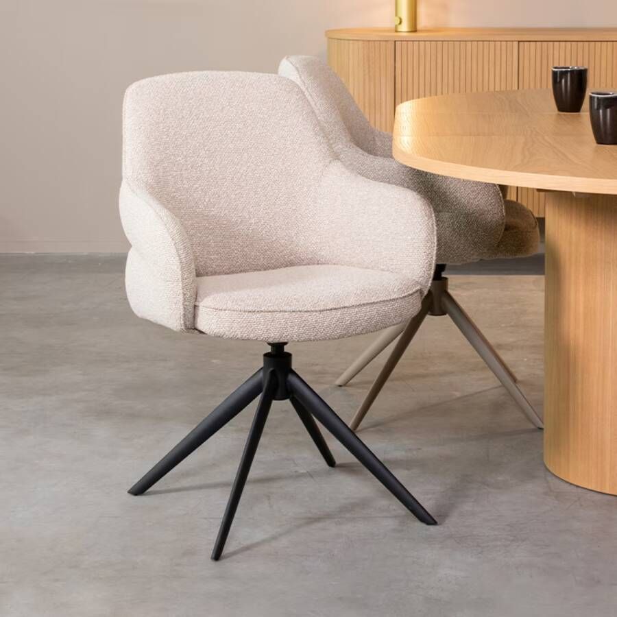 LABEL51 | Eetkamerstoel Bern Naturel Boucle | Zitmeubels eetkamer | Armstoel