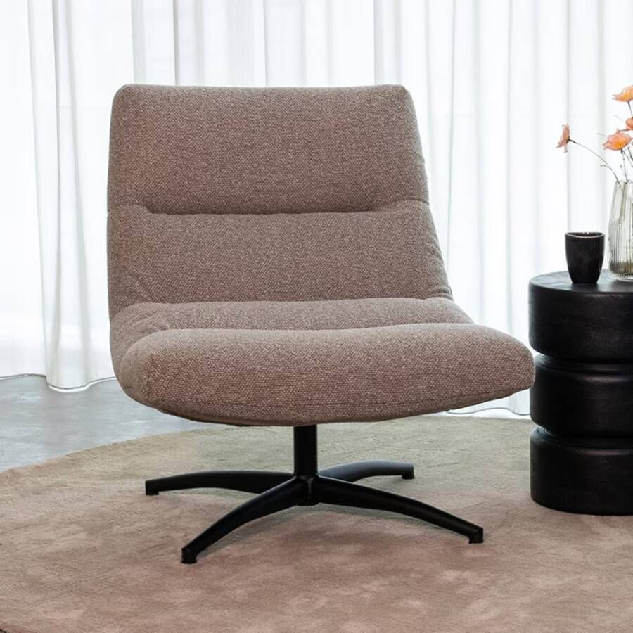 LABEL51 | Fauteuil Calix Truffel grijs Boucle | Zitmeubels woonkamer | Draaifauteuil