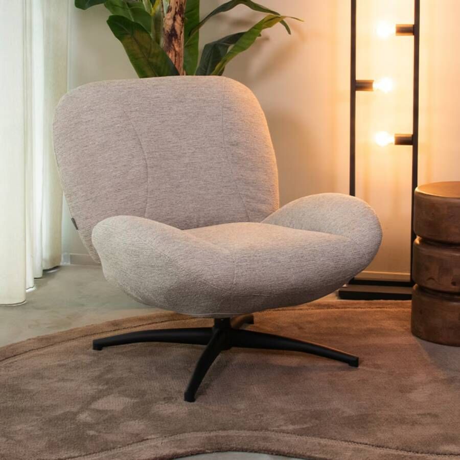 LABEL51 | Fauteuil Clayton Naturel Stof | Zitmeubels woonkamer | Draaifauteuil