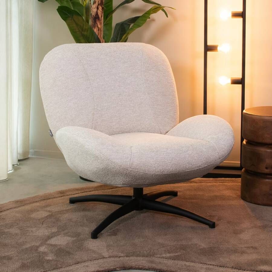 LABEL51 | Fauteuil Clayton Naturel Stof | Zitmeubels woonkamer | Draaifauteuil
