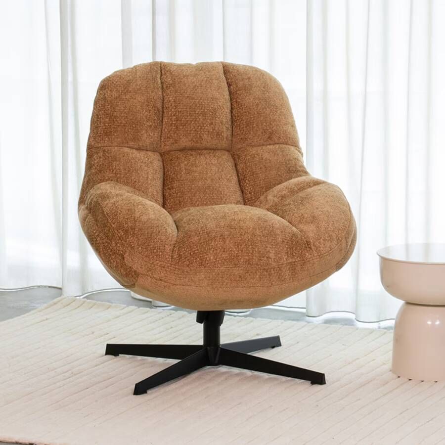 LABEL51 | Fauteuil Huxley Cognac Elite | Zitmeubels woonkamer | Draaifauteuil