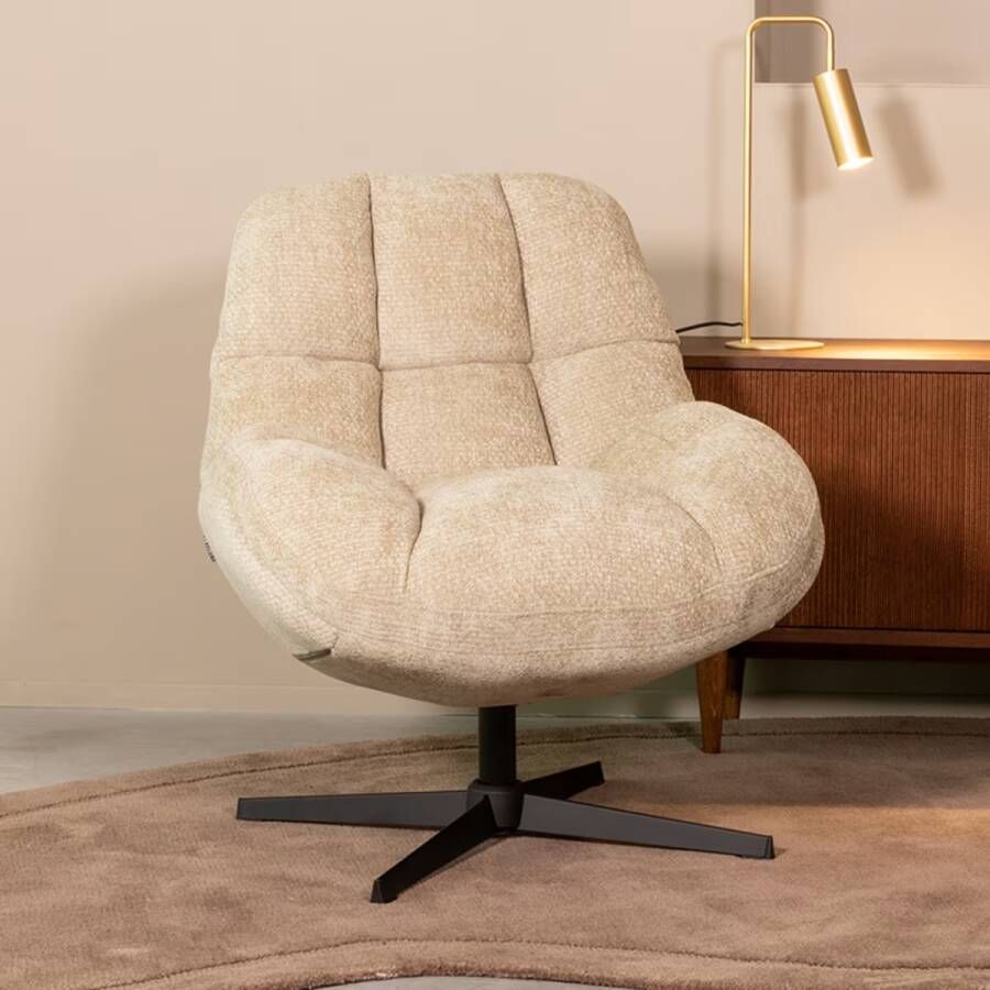LABEL51 | Fauteuil Huxley Truffel grijs Elite | Zitmeubels woonkamer | Draaifauteuil