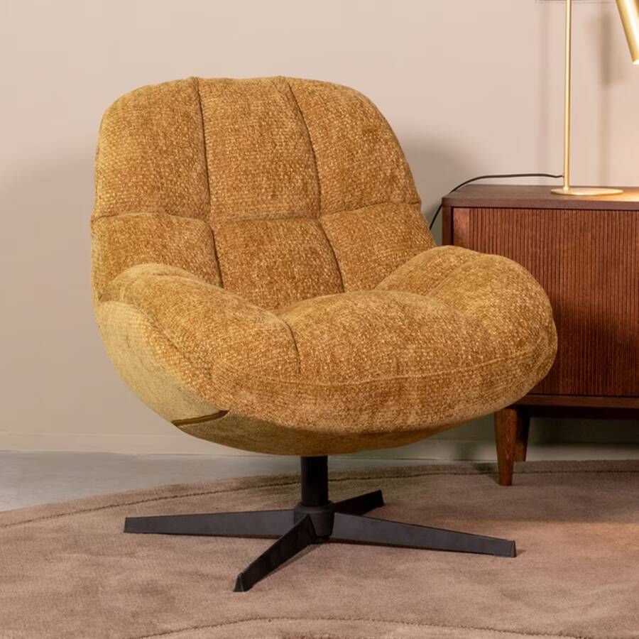 LABEL51 | Fauteuil Huxley Mustard Elite | Zitmeubels woonkamer | Draaifauteuil