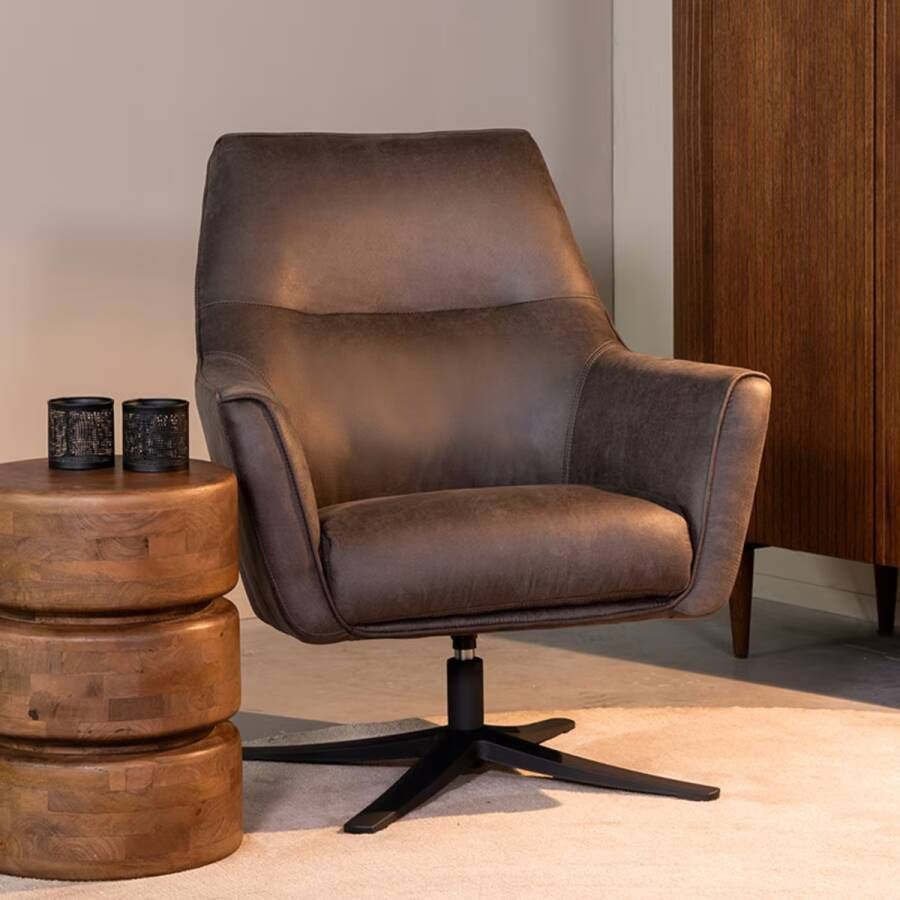 LABEL51 | Fauteuil Tod Antraciet Micro Suede | Zitmeubels woonkamer | Draaifauteuil