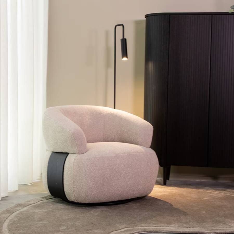 LABEL51 Draaifauteuil Valenza Bouclé en Zwart eiken Naturel