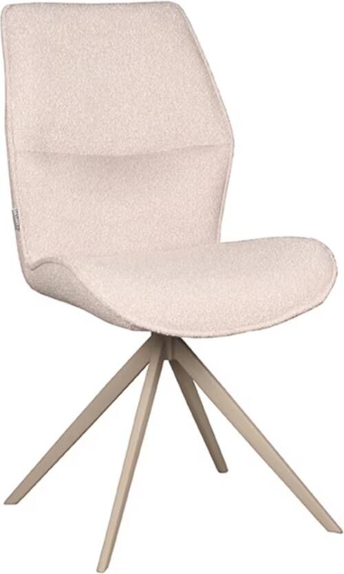 LABEL51 Eetkamerstoel Comfy Naturel Boucle Taupe Onderstel