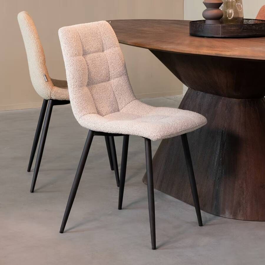LABEL51 | Eetkamerstoel Juul 54x45x89 cm Naturel Stof | Zitmeubels eetkamer | Eetkamerstoel