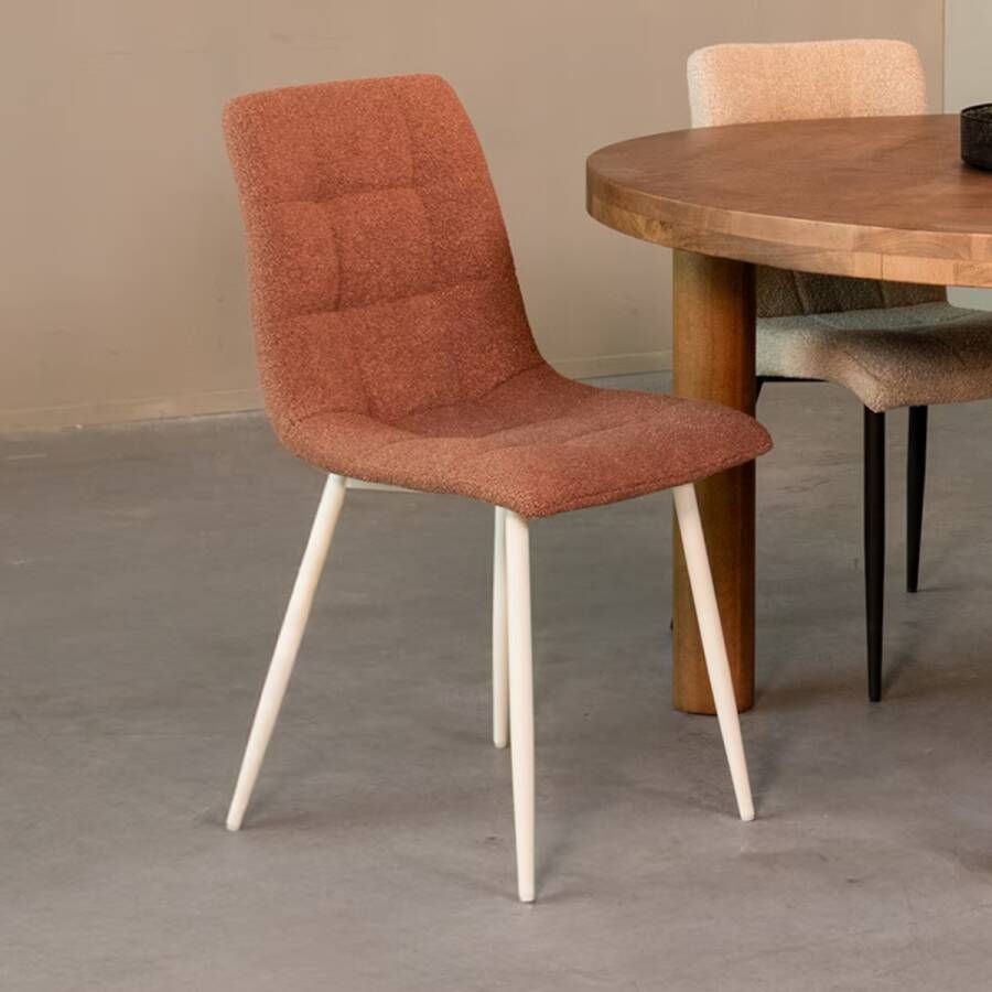 LABEL51 | Eetkamerstoel Nino 54x45x89 cm Terra Stof | Zitmeubels eetkamer | Eetkamerstoel