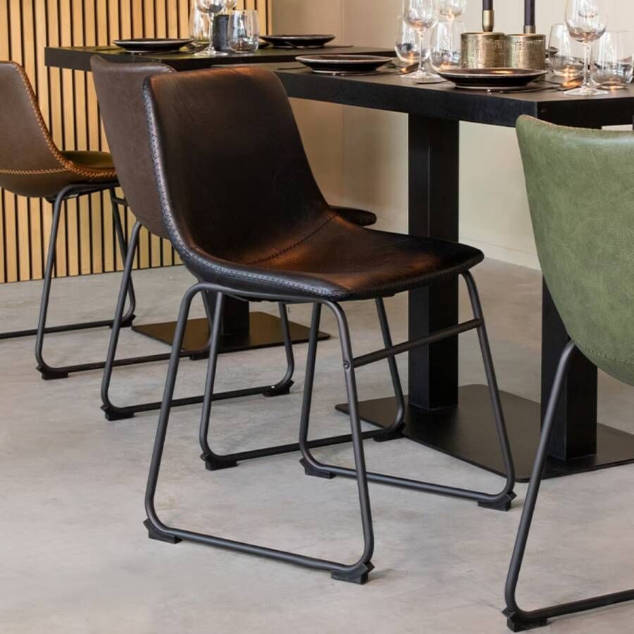 LABEL51 | Eetkamerstoel Risto Zwart PU-Leder | Zitmeubels eetkamer | Eetkamerstoel