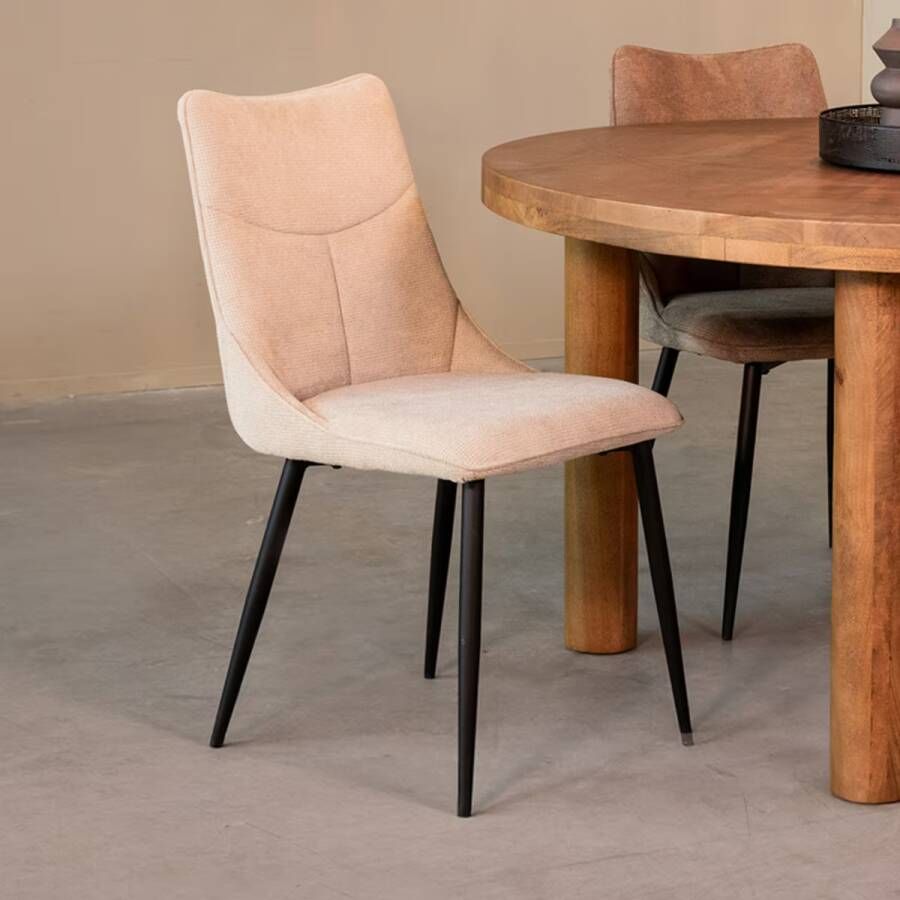 LABEL51 | Eetkamerstoel Riv 47x59x88 cm Naturel Stof | Zitmeubels eetkamer | Eetkamerstoel