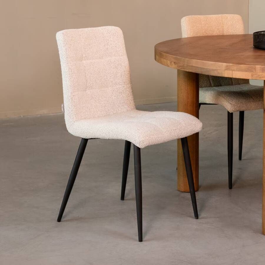 LABEL51 | Eetkamerstoel Sam 57x45x86 cm Naturel Stof | Zitmeubels eetkamer | Eetkamerstoel