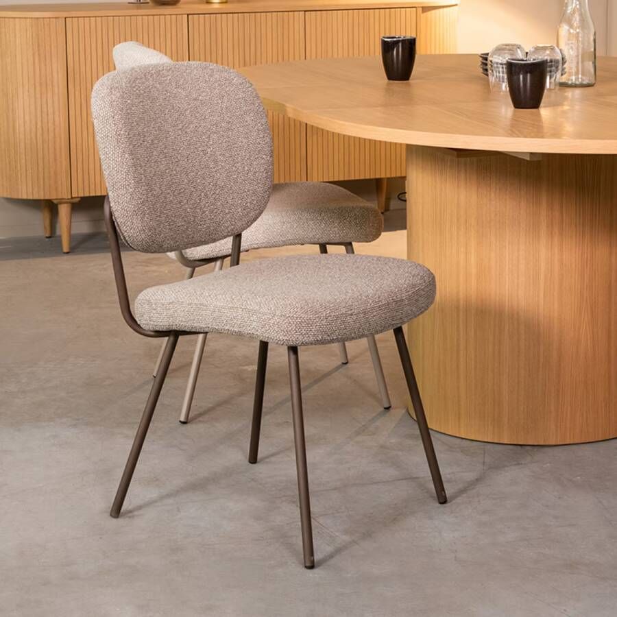 LABEL51 | Eetkamerstoel Singapore Truffel grijs Boucle | Zitmeubels eetkamer | Eetkamerstoel