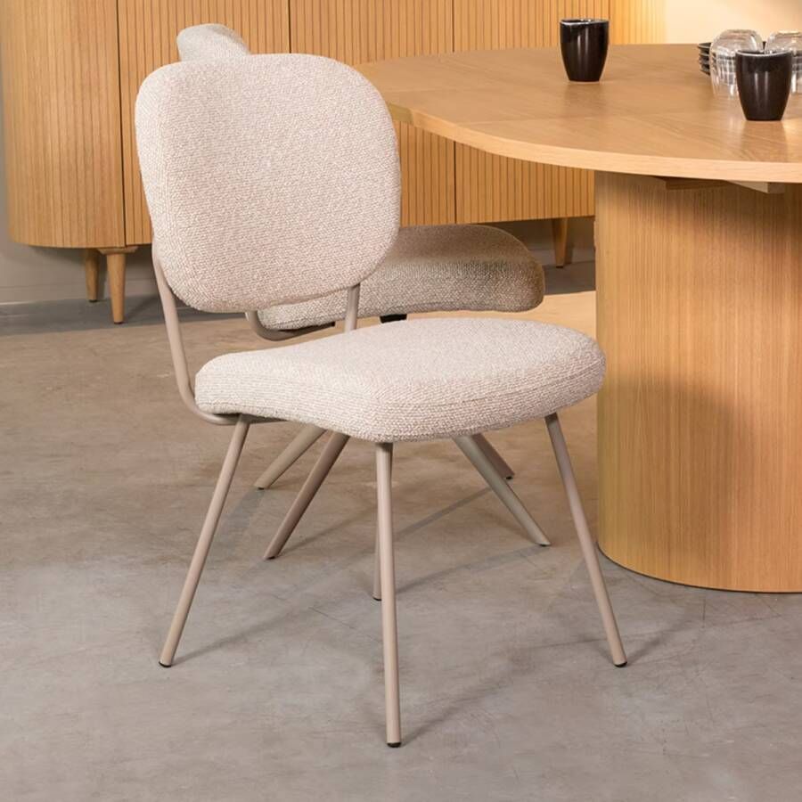 LABEL51 | Eetkamerstoel Singapore Naturel Boucle | Zitmeubels eetkamer | Eetkamerstoel