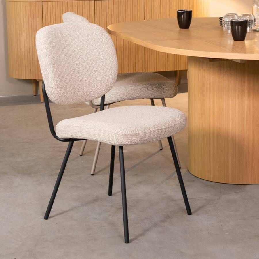 LABEL51 | Eetkamerstoel Singapore Naturel Boucle | Zitmeubels eetkamer | Eetkamerstoel