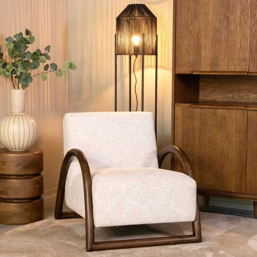 LABEL51 Fauteuil Viggo Bouclé en walnoot Naturel