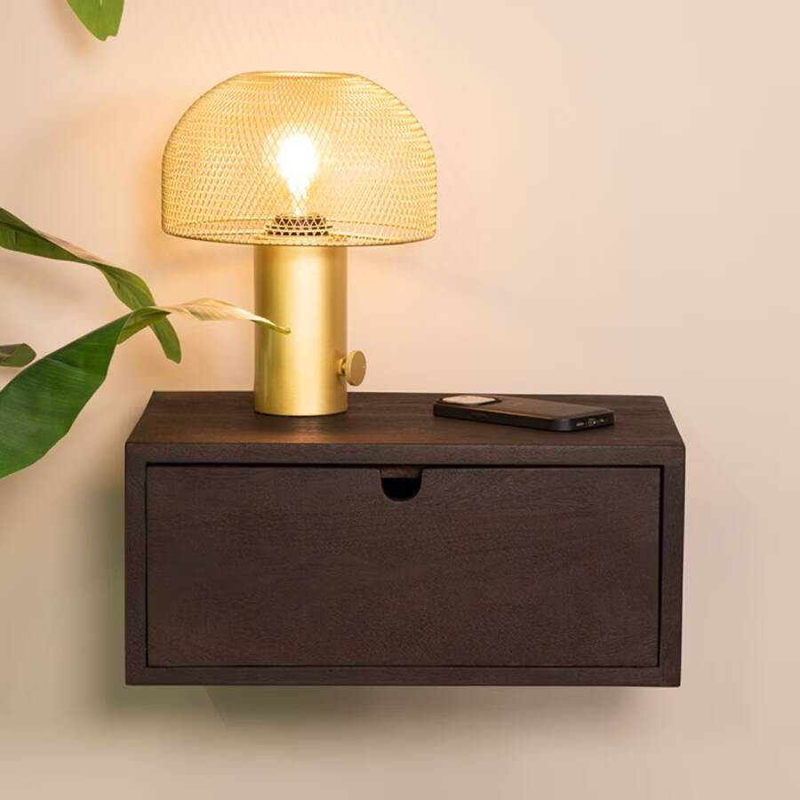 LABEL51 Zwevend Nachtkastje Hover Espresso Mangohout