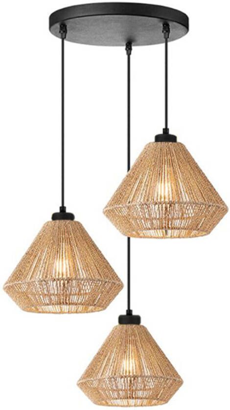 LABEL51 Hanglamp 'Ibiza Diamond' Jute 3-lamps kleur Naturel