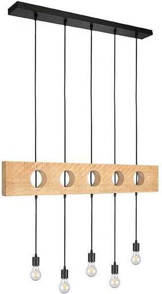 LABEL51 Hanglamp Timber Zwart Metaal Rough Mangohout