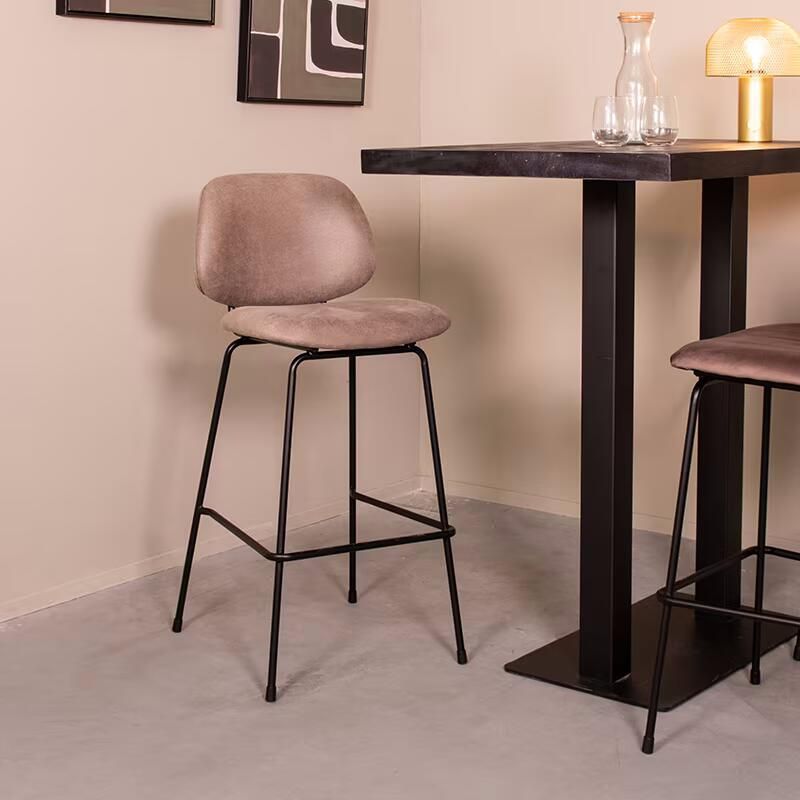 LABEL51 Barkruk Bello Lederlook Taupe (zithoogte 74cm)