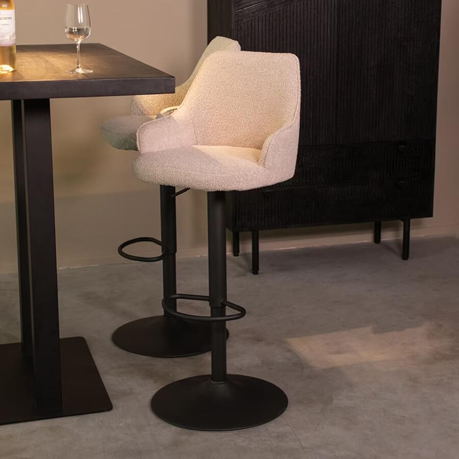 LABEL51 Draaibare Barkruk Fender Bouclé Naturel (zithoogte 64-84cm)