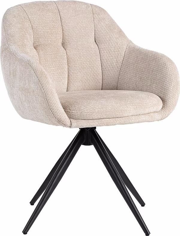 LABEL51 Draaibare Eetkamerstoel Esma Elite stof Naturel Zwart