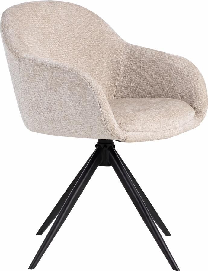 LABEL51 Draaibare Eetkamerstoel Fiby Elite stof Naturel Zwart