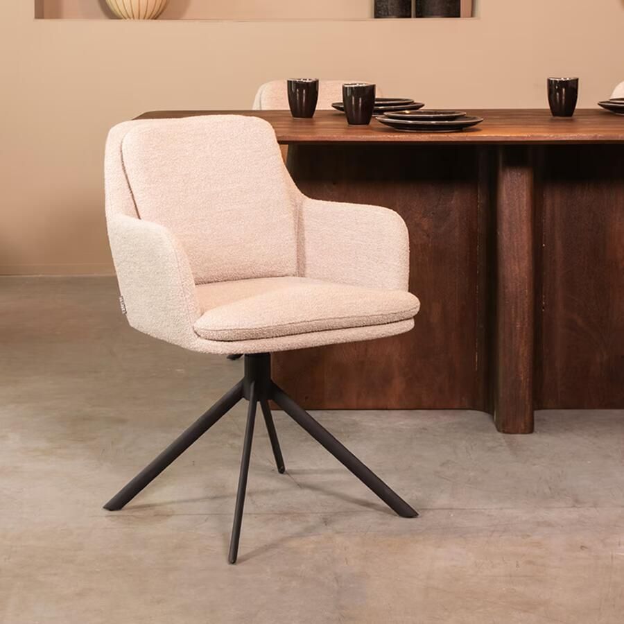 LABEL51 | Eetkamerstoel Joy Naturel Boucle | Zitmeubels eetkamer | Armstoel - Foto 2