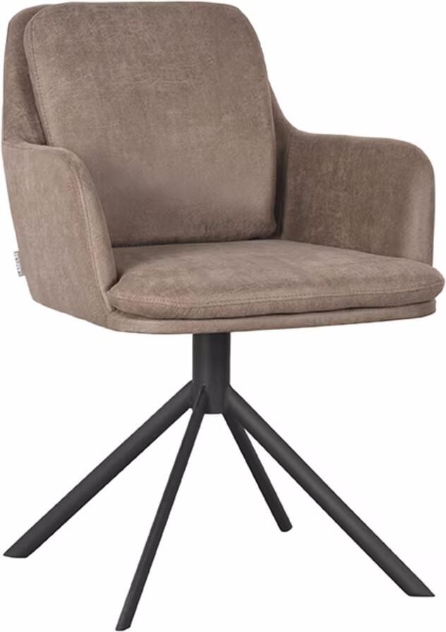 LABEL51 Draaibare Eetkamerstoel Joy Micro Suede Taupe - Foto 2