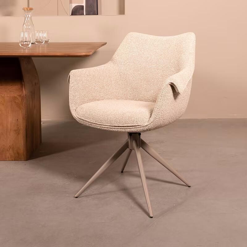 LABEL51 Draaibare Eetkamerstoel Narum Bouclé Naturel Taupe