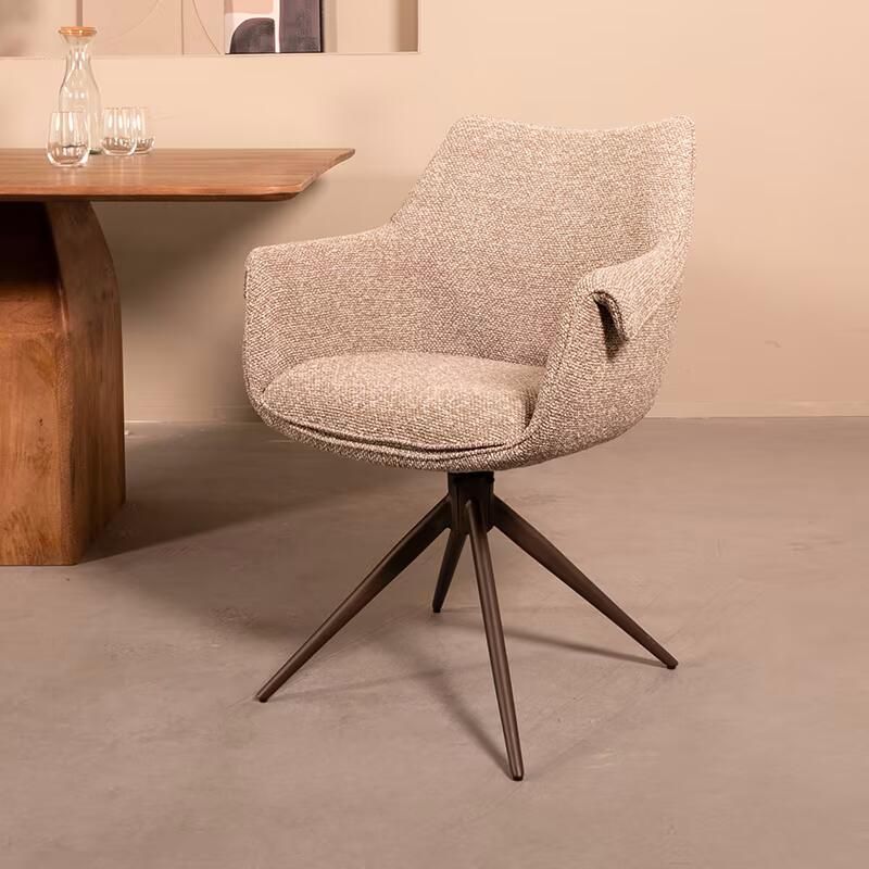 LABEL51 Draaibare Eetkamerstoel Narumi Bouclé Mushroom Brons