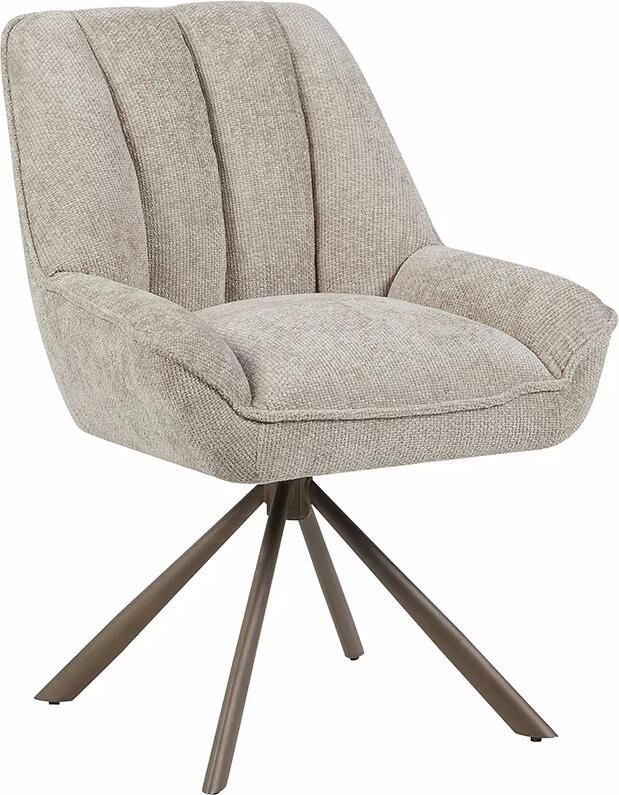 LABEL51 Draaibare Eetkamerstoel Reims Chenille Naturel Brons