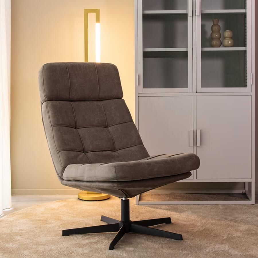 LABEL51 | Fauteuil Alvar Taupe Micro Suede | Zitmeubels woonkamer | Fauteuil