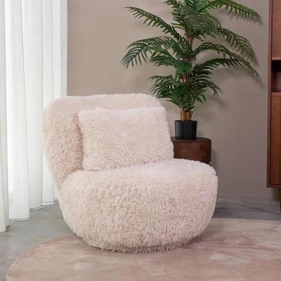LABEL51 Draaifauteuil Doodle Fluffy stof Crème