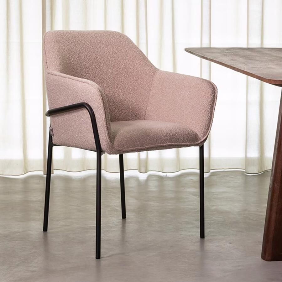 LABEL51 | Eetkamerstoel Dexter Naturel Boucle | Zitmeubels eetkamer | Armstoel