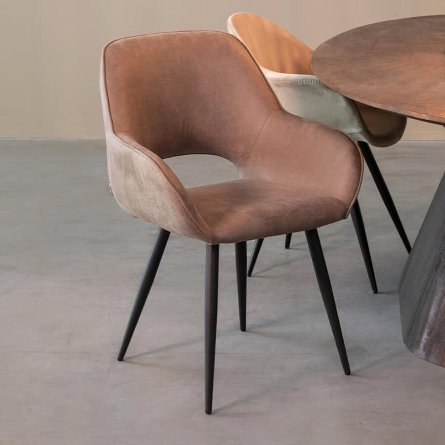 LABEL51 Eetkamerstoel Fer Micro Suede Taupe